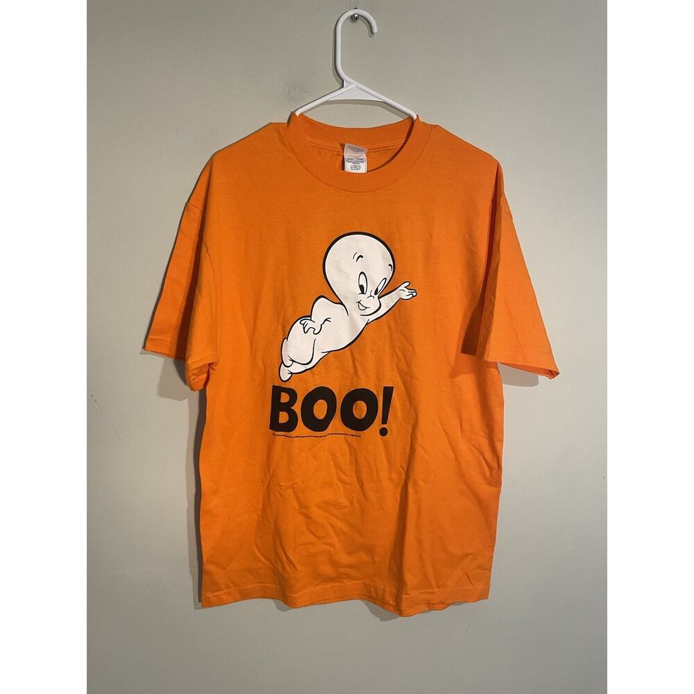 Vintage 2006 Casper The Ghost Boo Orange Halloween Cartoon Shirt Size‎ L